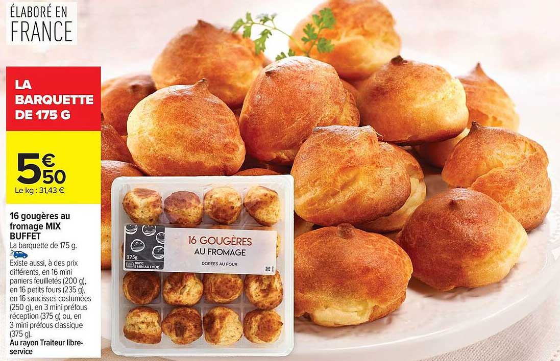 16 gougères au fromage MIX BUFFET