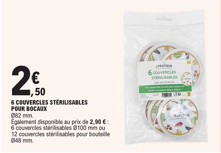 6 COUVERCLES STÉRILISABLES POUR BOCAUX