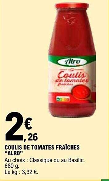 Alro Coulis de tomates fraîches