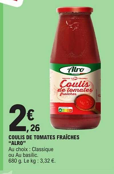 Alro Coulis de tomates fraîches