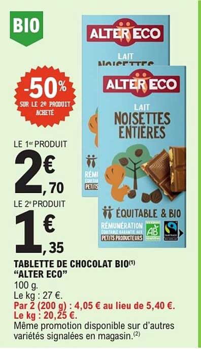 ALTER ECO Lait Noisettes Entières