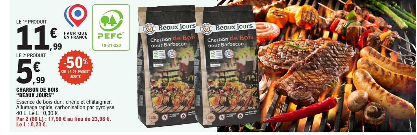Beaux Jours Charbon de Bois pour Barbecue
