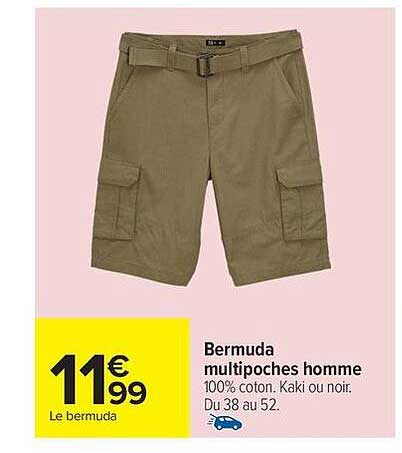 Bermuda multipoches homme