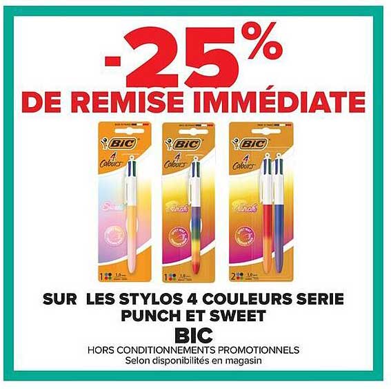 BIC stylos 4 couleurs serie punch et sweet
