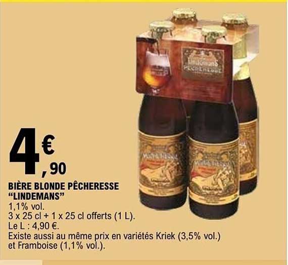 BIÈRE BLONDE PÉCHERESSE “LINDEMANS”