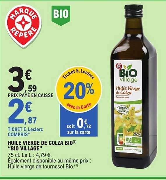 Bio Village Huile Vierge de Colza Bio