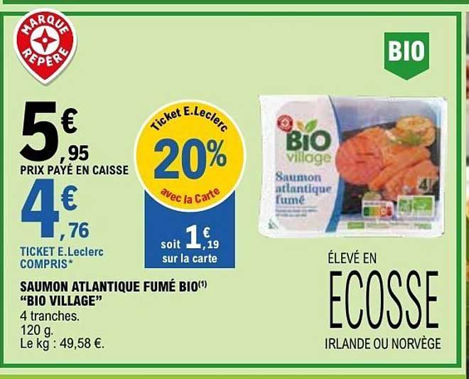 BIO VILLAGE Saumon atlantique fumé