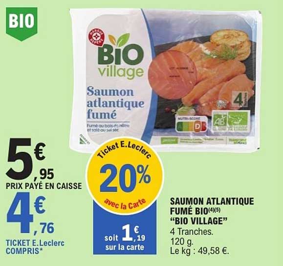Bio village Saumon atlantique fumé