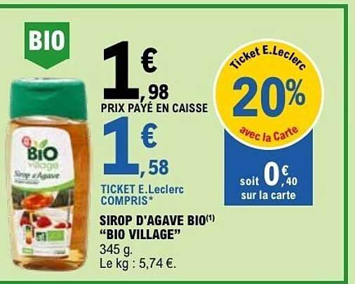 BIO VILLAGE SIROP D'AGAVE BIO