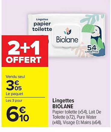 Biolane Lingettes papier toilette