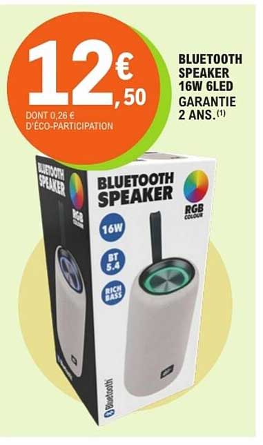 Bluetooth Speaker 16W 6LED Garantie 2 ans