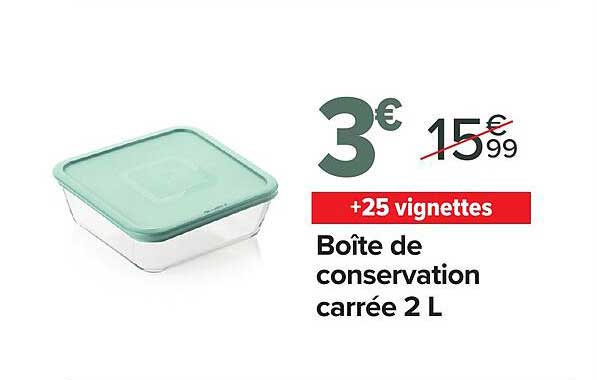 Boîte de conservation carrée 2 L