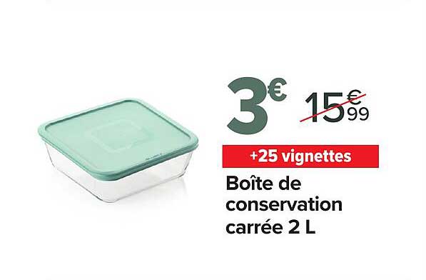 Boîte de conservation carrée 2 L