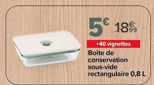 Boite de conservation sous-vide rectangulaire 0,8 L