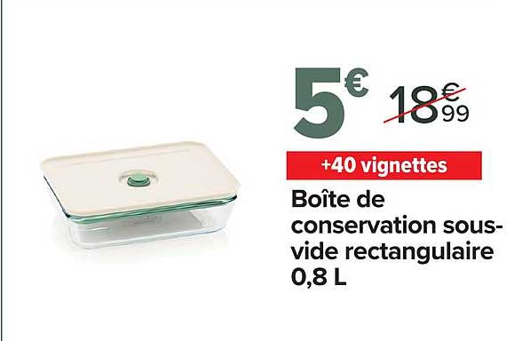 Boîte de conservation sous-vide rectangulaire 0,8 L
