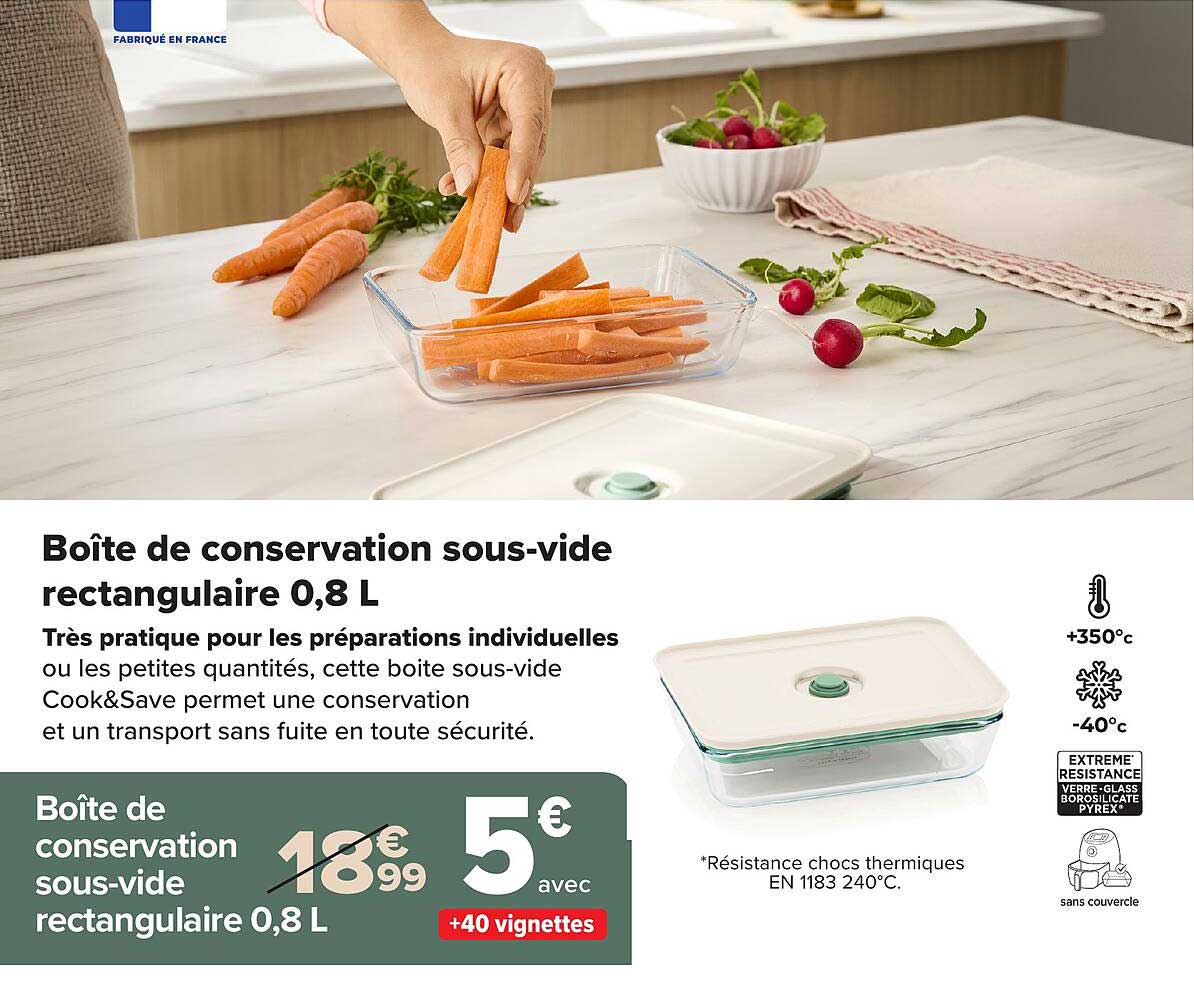 Boîte de conservation sous-vide rectangulaire 0,8 L