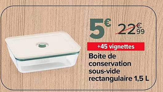 Boite de conservation sous-vide rectangulaire 1,5 L