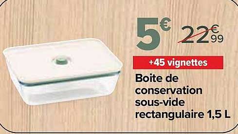 Boite de conservation sous-vide rectangulaire 1,5 L