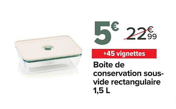 Boite de conservation sous-vide rectangulaire 1,5 L