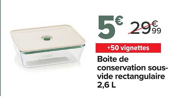 Boîte de conservation sous-vide rectangulaire
