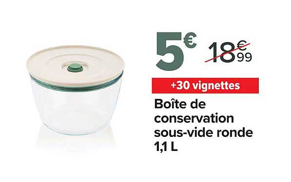 Boîte de conservation sous-vide ronde 1,1 L