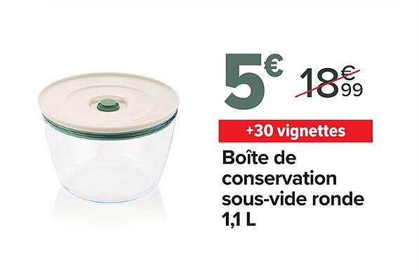 Boîte de conservation sous-vide ronde 1,1 L