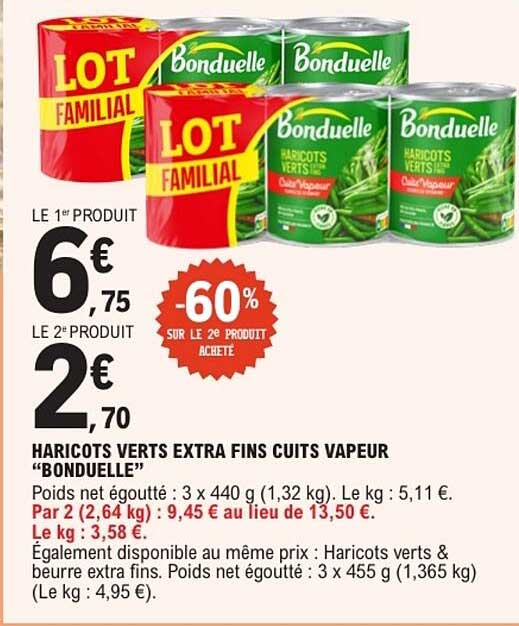 Bonduelle Haricots Verts Extra Fins Cuits Vapeur