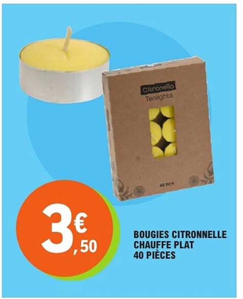 BOUGIES CITRONNELLE CHAUFFE PLAT 40 PIÈCES