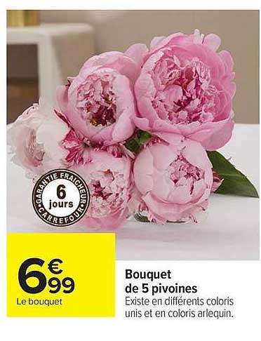 Bouquet de 5 pivoines