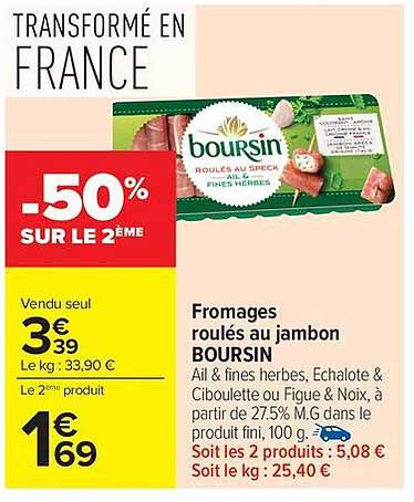 Boursin Fromages roulés au jambon