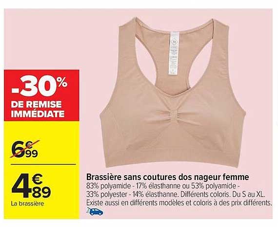 Brassière sans coutures dos nageur femme