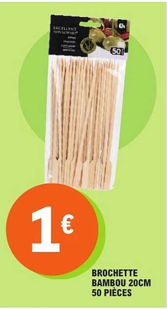 BROCHETTE BAMBOU 20CM 50 PIÈCES