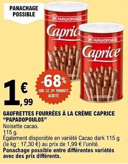 Caprice Gaufrettes fourrées à la crème