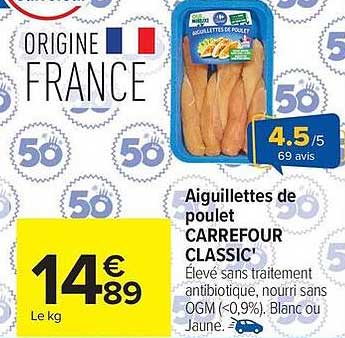 CARREFOUR CLASSIC' Aiguillettes de poulet