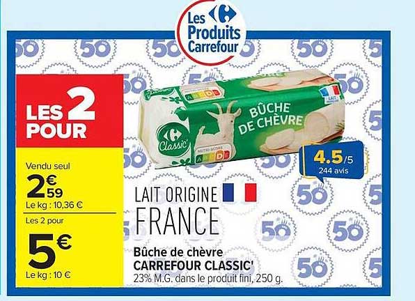 CARREFOUR CLASSIC Bûche de chèvre