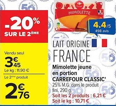 CARREFOUR CLASSIC' Mimolette jeune en portion