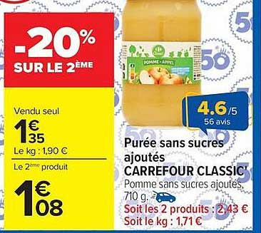 CARREFOUR CLASSIC' Purée sans sucres ajoutés