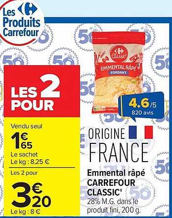 Carrefour Emmental râpé CLASSIC