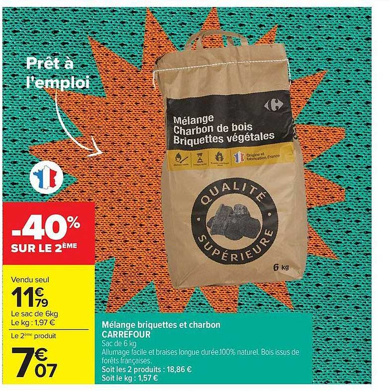 CARREFOUR Mélange briquettes et charbon