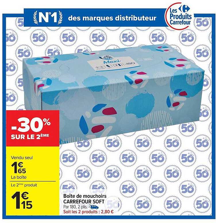 CARREFOUR SOFT Boîte de mouchoirs