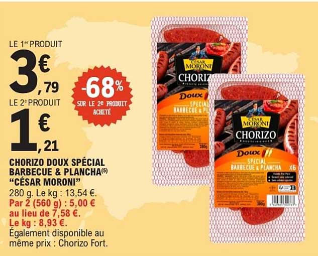 CÉSAR MORONI Chorizo Doux Spécial Barbecue & Plancha