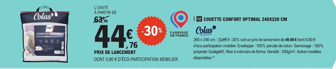 Colas Couette Confort Optimal