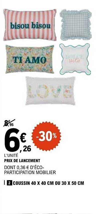 COUSSIN 40 X 40 CM OU 30 X 50 CM