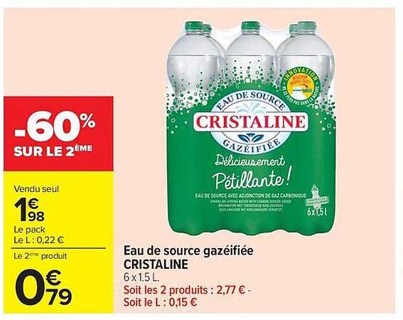 CRISTALINE Eau de source gazéifiée