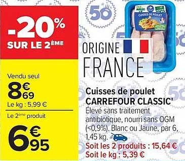 Cuisse de poulet CARREFOUR CLASSIC