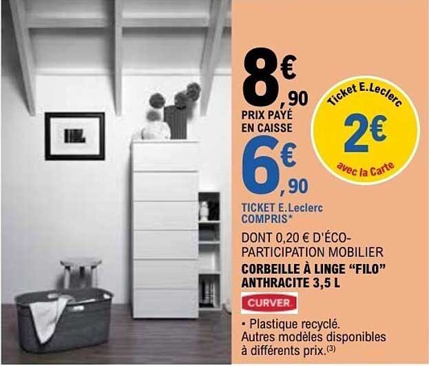 CURVER Corbeille à linge "FILO" ANTHRACITE 3,5 L
