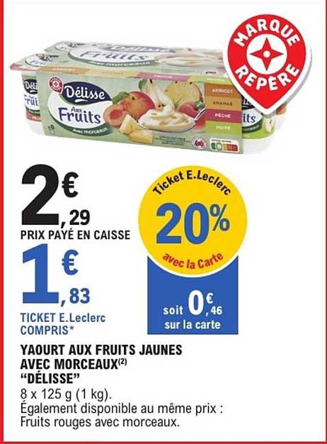 Délisse Yaourt aux fruits jaunes avec morceaux