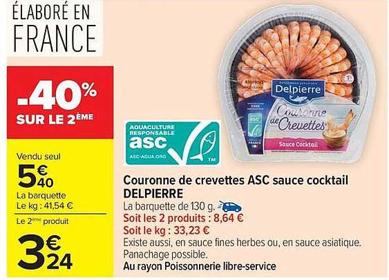 Delpierre Couronne de crevettes ASC sauce cocktail