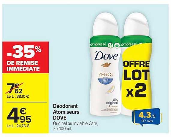 Dove Déodorant Atomiseurs