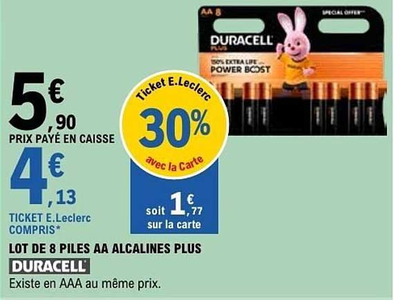 Duracell LOT DE 8 PILES AA ALCALINES PLUS